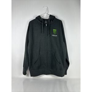 Monster Energy Zip-Up Hoodie Heather Charcoal Size Large SOFT
